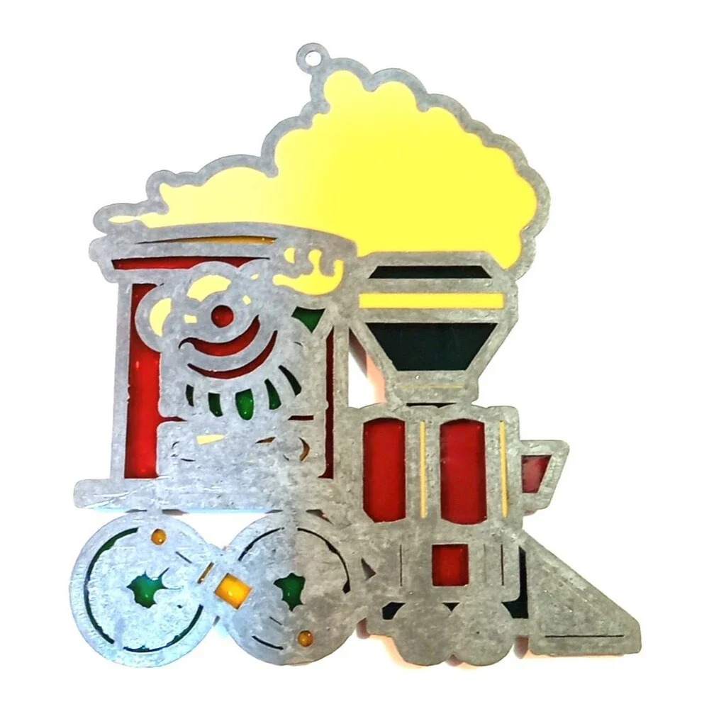 Vintage Suncatcher Train Engine with Clown Conductor 4.5